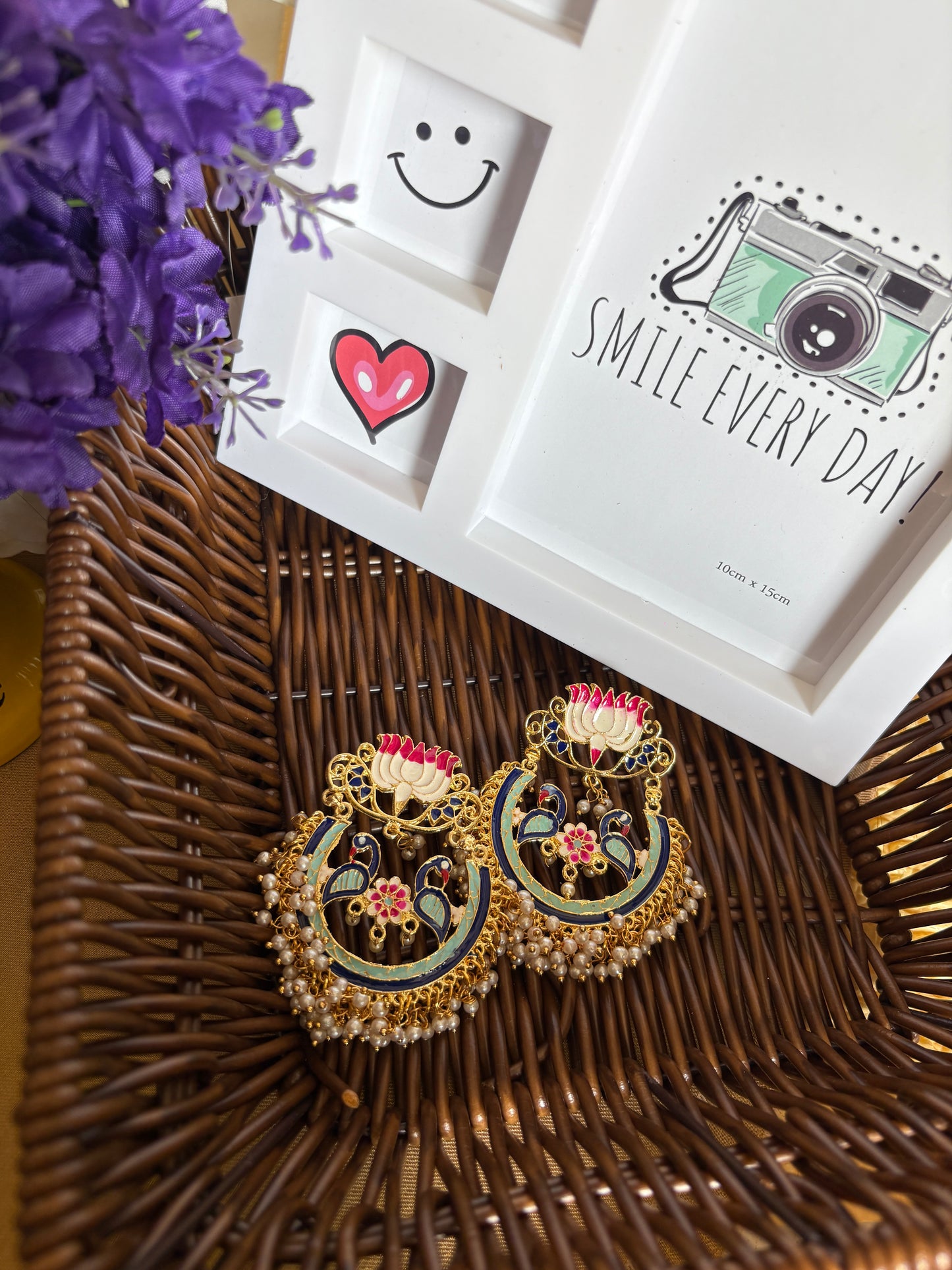 Brass light Blue Chandbalis