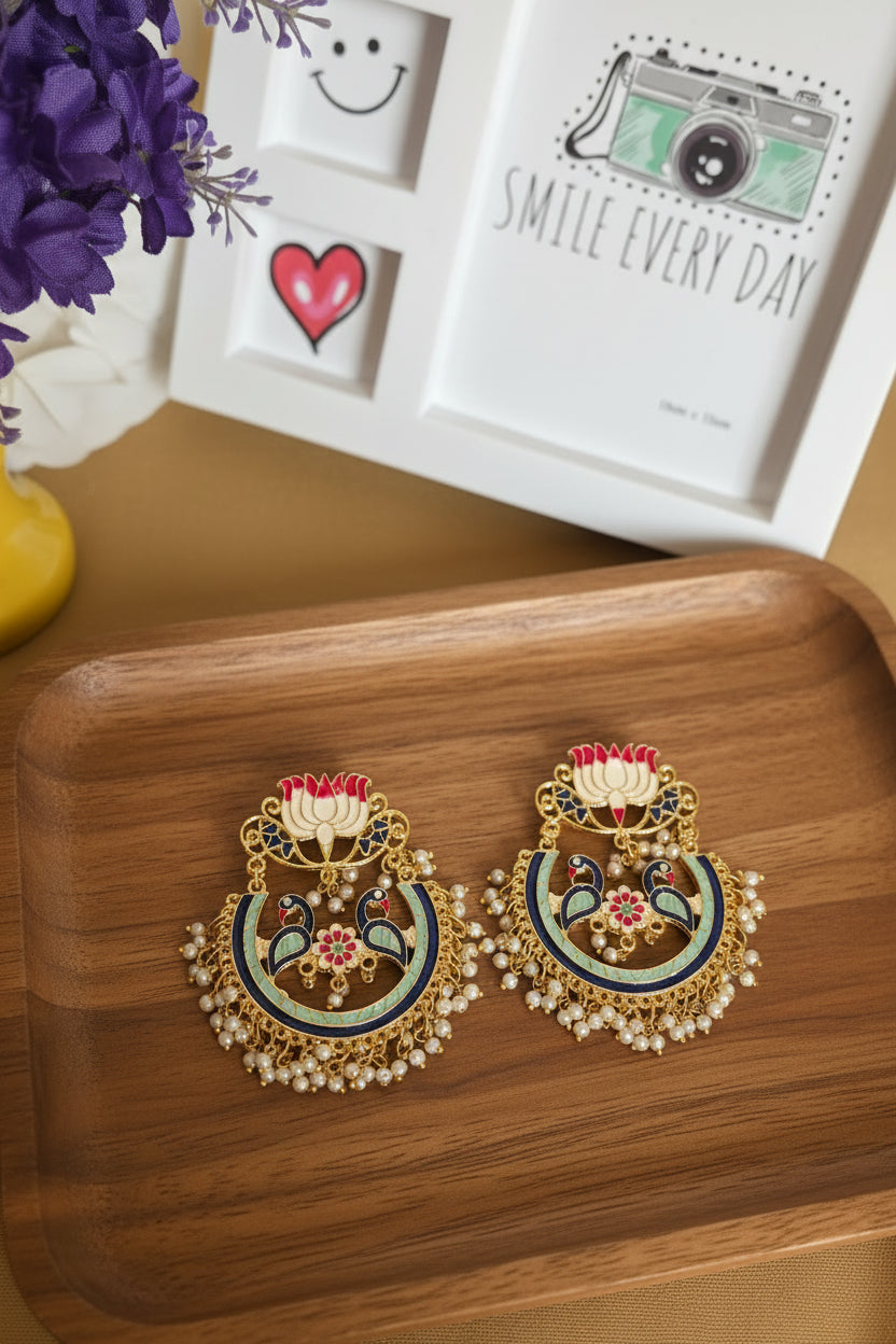 Brass light Blue Chandbalis