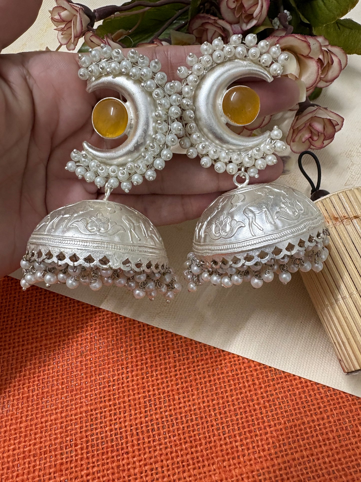 Silver Replica Yellow Brass earrings