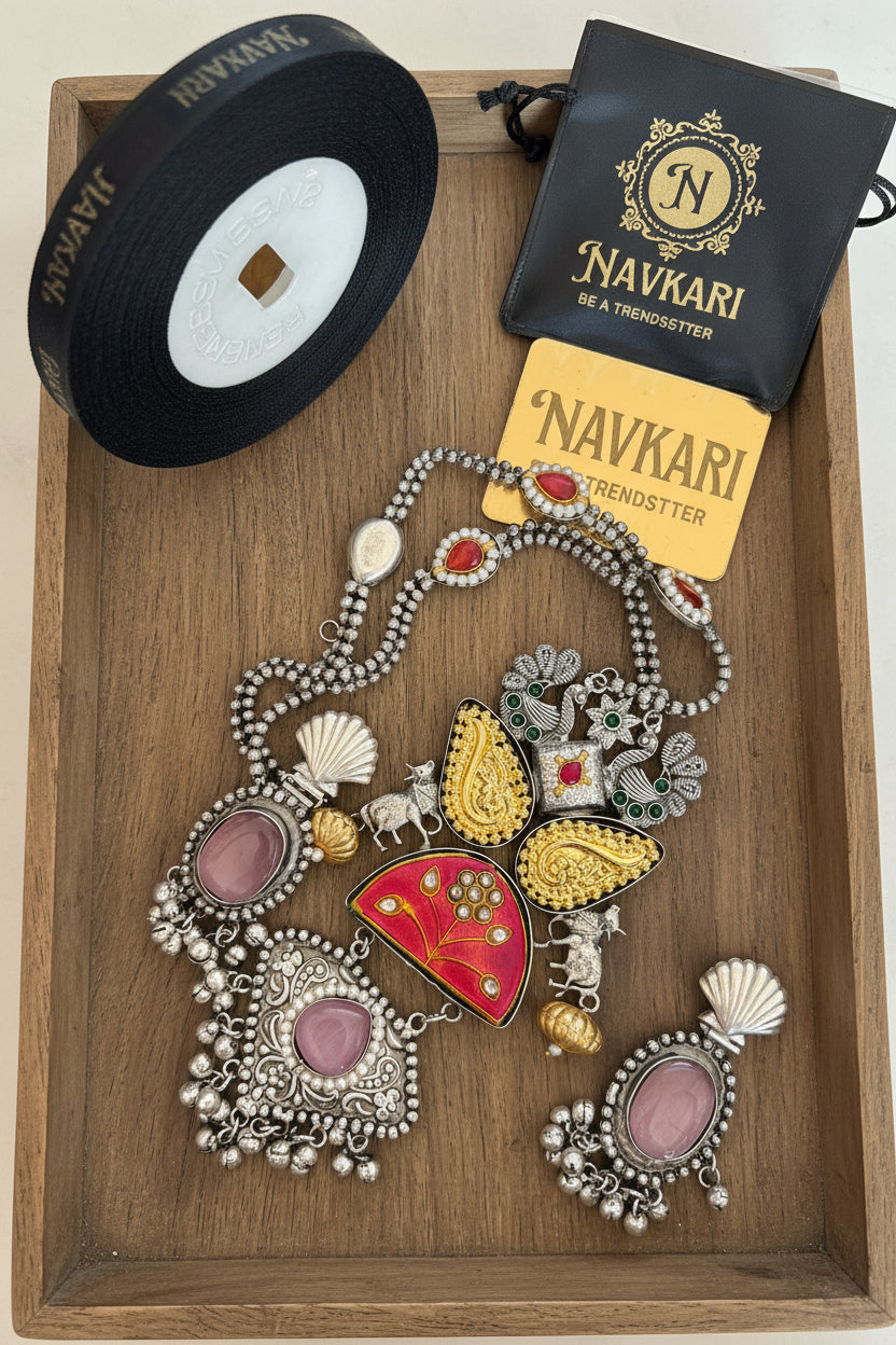 Peach Kundan Long Necklace