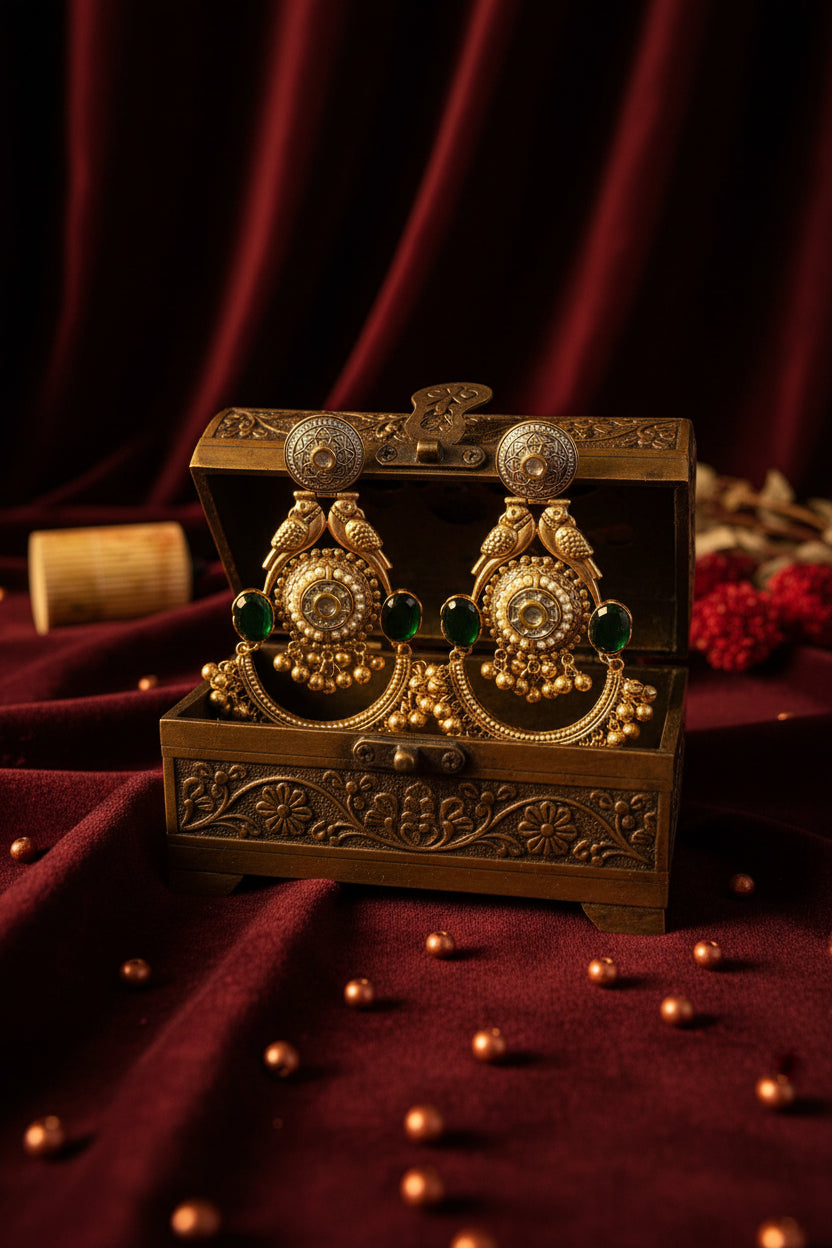Green Golden Replica Chandbali