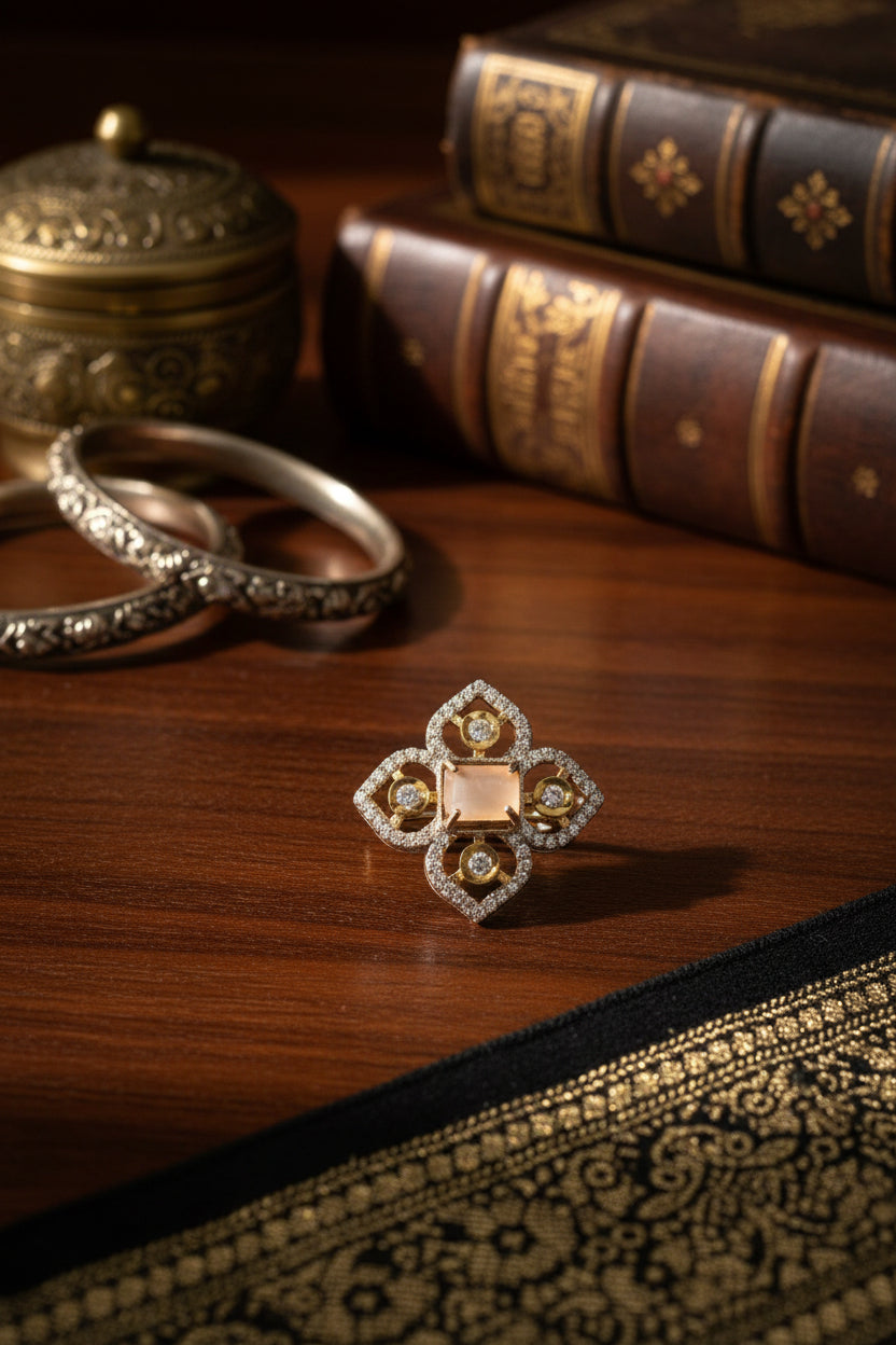 Peach American Diamond Ring