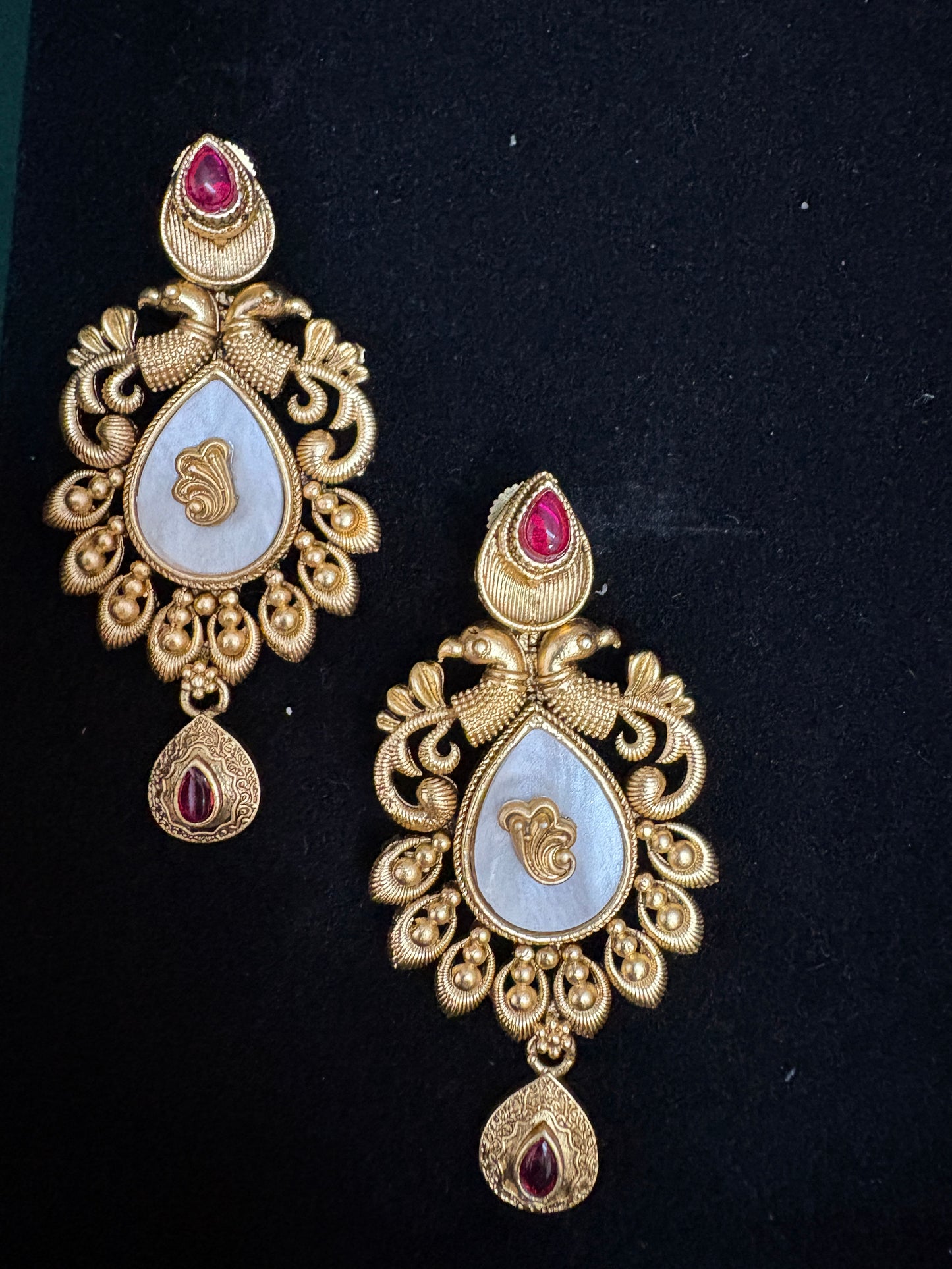 Premium Antique Pink Kundan Earrings