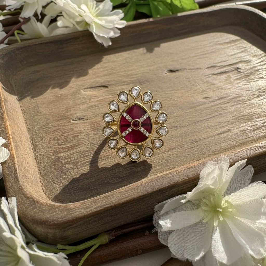 Red American Diamond Ring