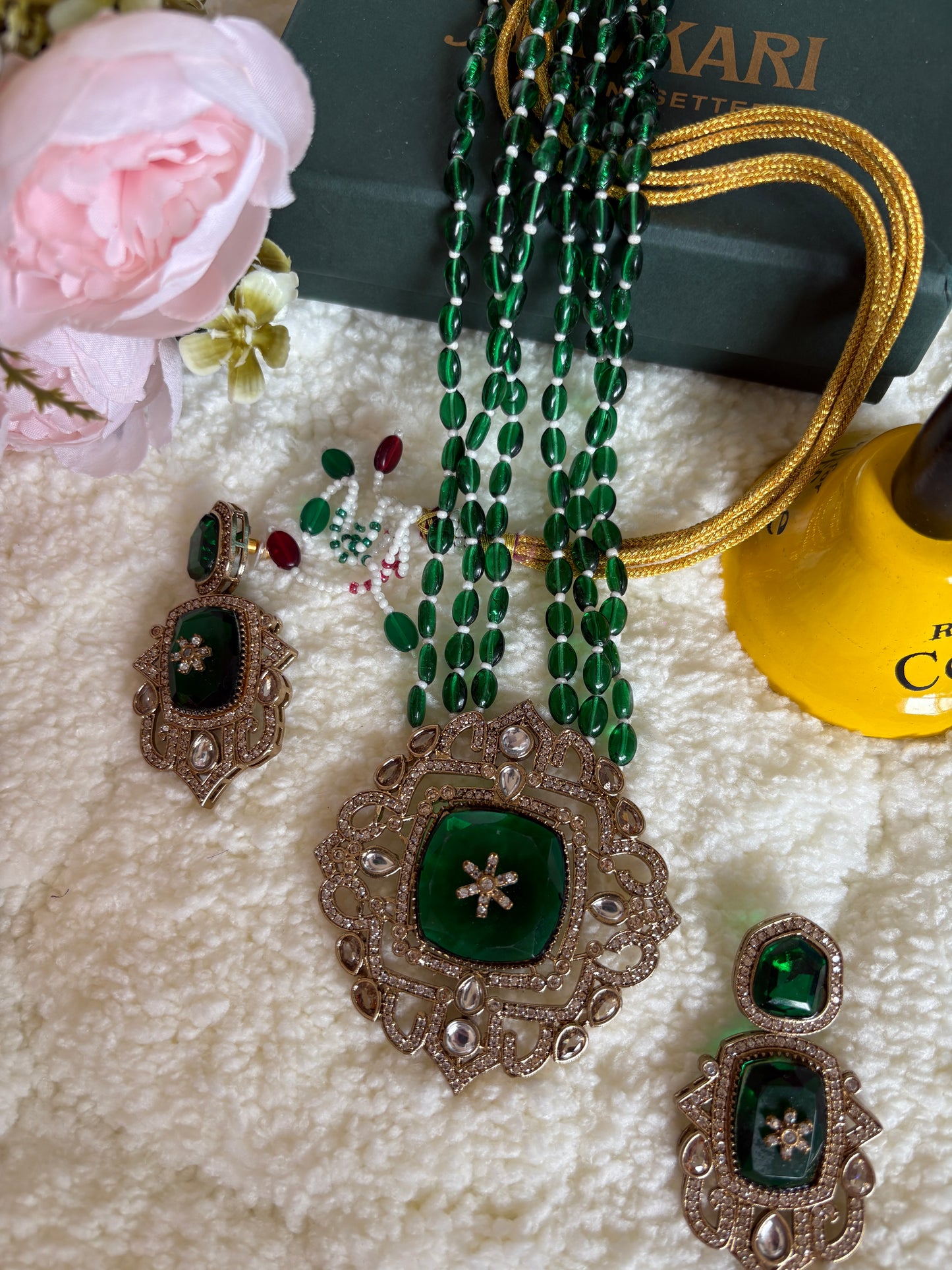 Green Kundan long Necklace