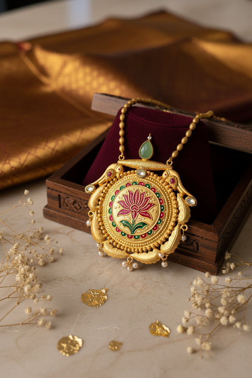 Brass Kundan Long Chain necklace