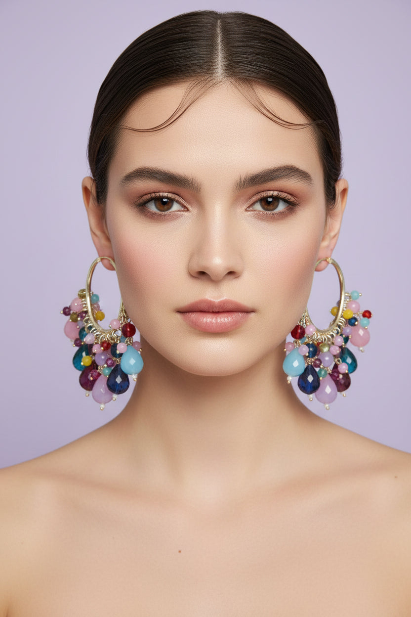 Multi colour Kundan Earrings