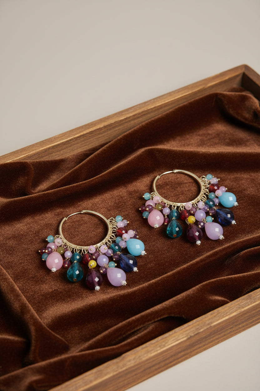 Multi colour Kundan Earrings