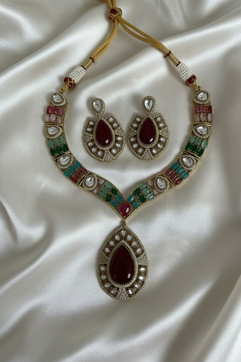 Royal Sapphire Antique Kundan Choker Set