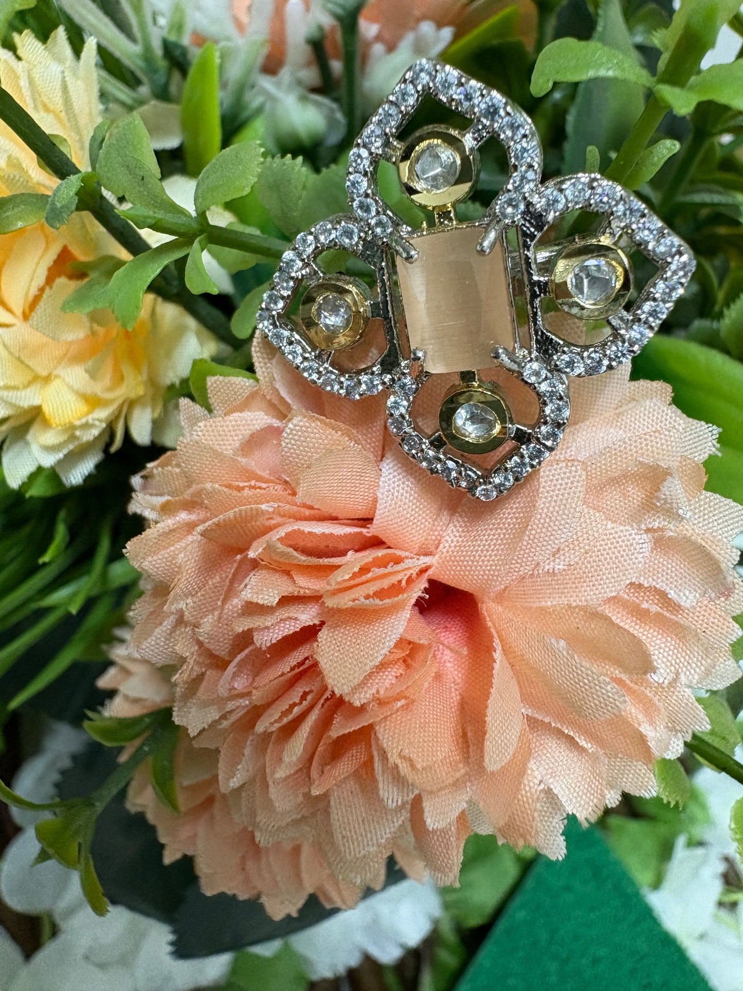 Peach American Diamond Ring