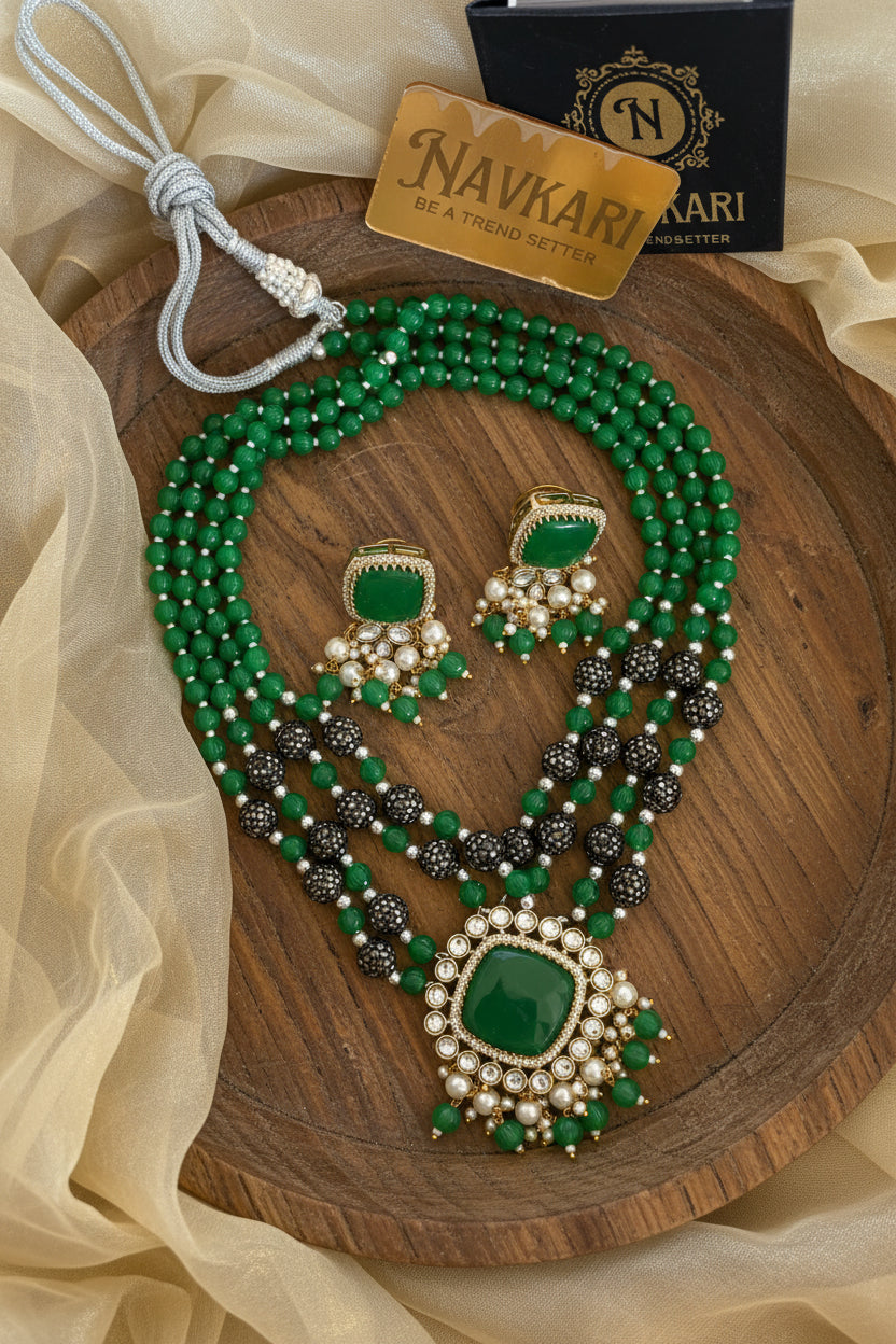 Green Kundan Long necklace