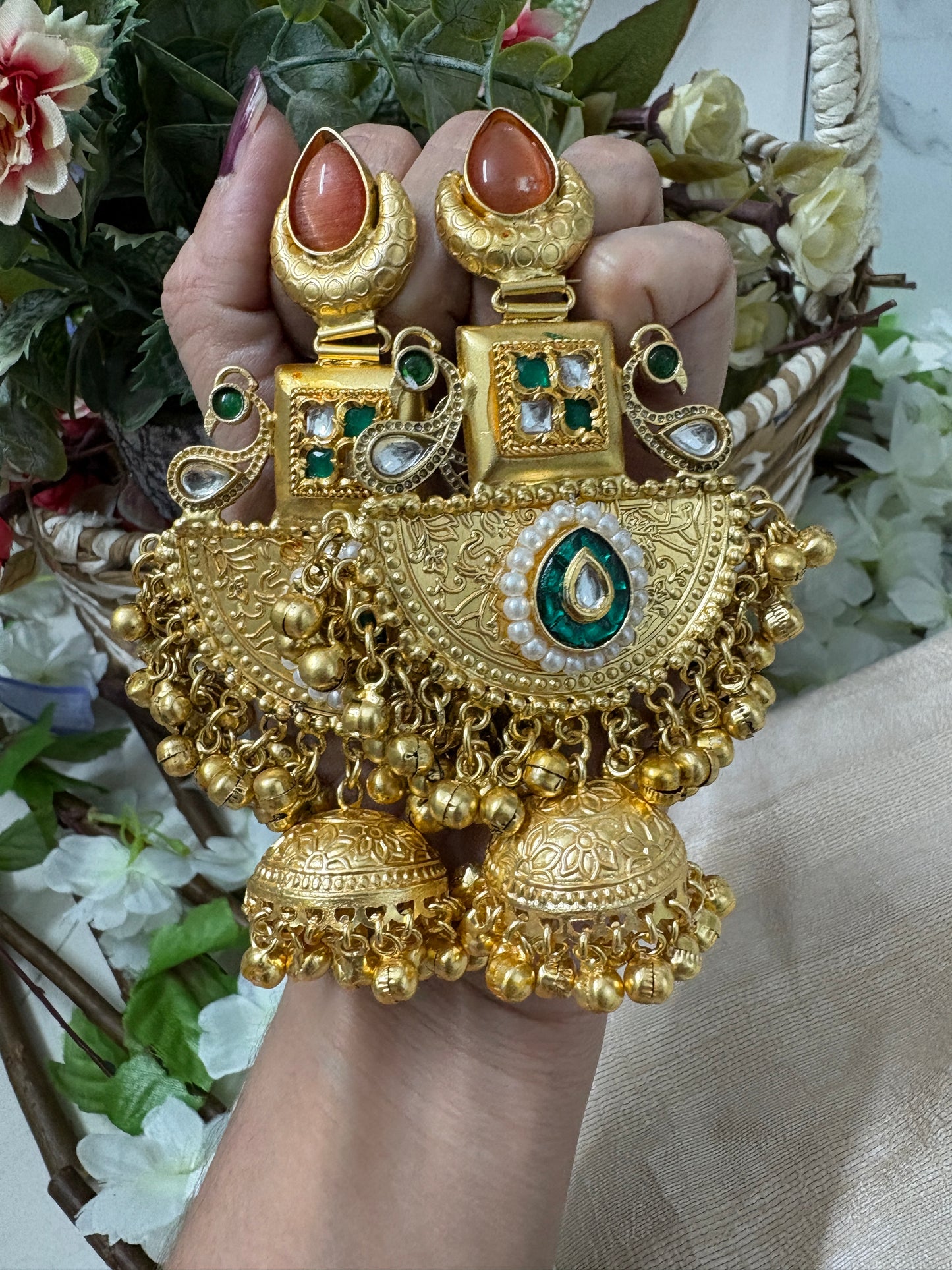 Golden Replica Brass Jhumki Earrings