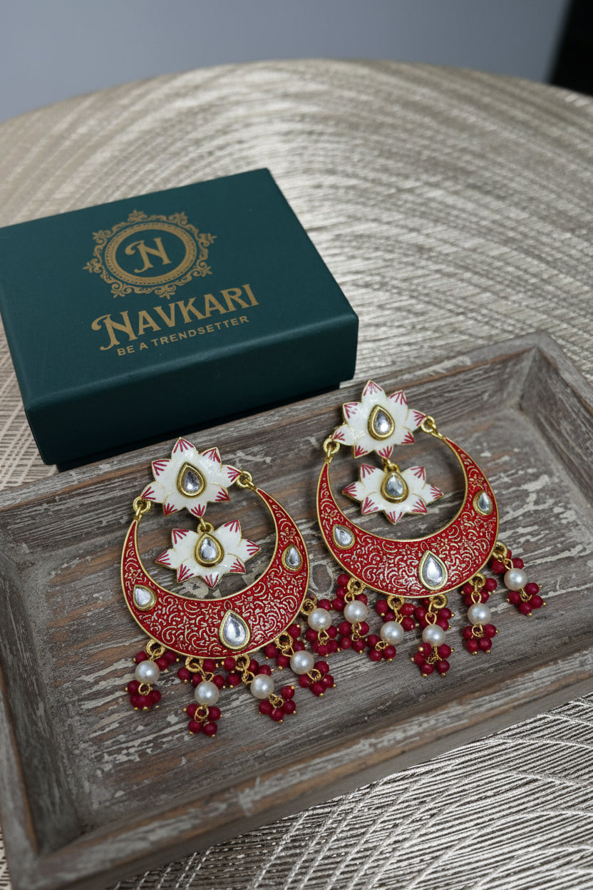 Red Colour Brass Chandbalis