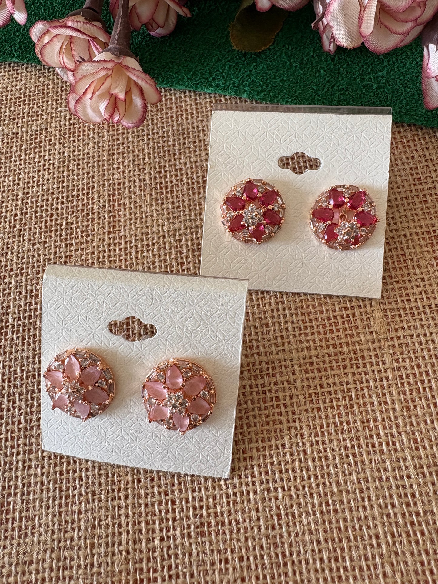 American Diamond Peach Studs