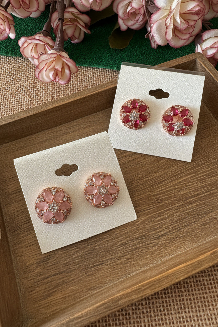 American Diamond Peach Studs