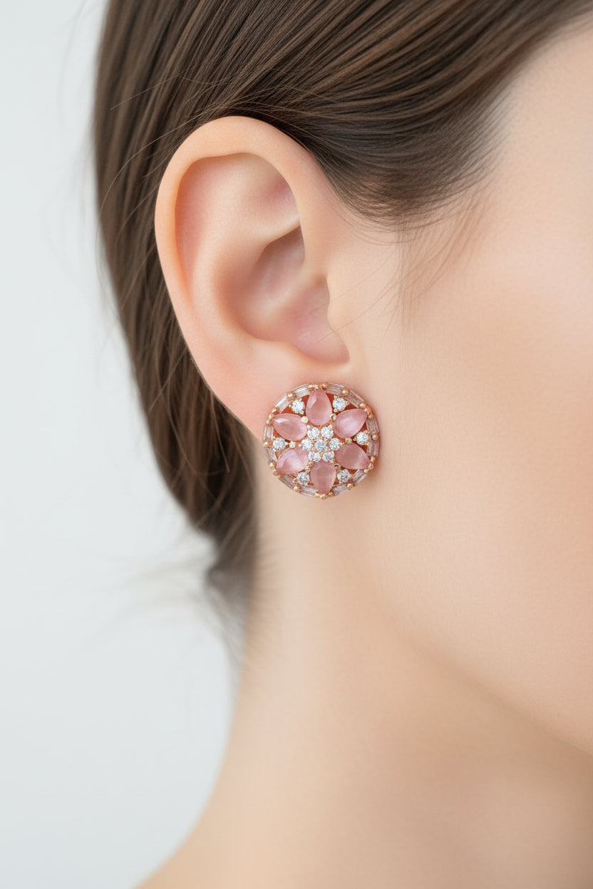 American Diamond Baby Pink Studs