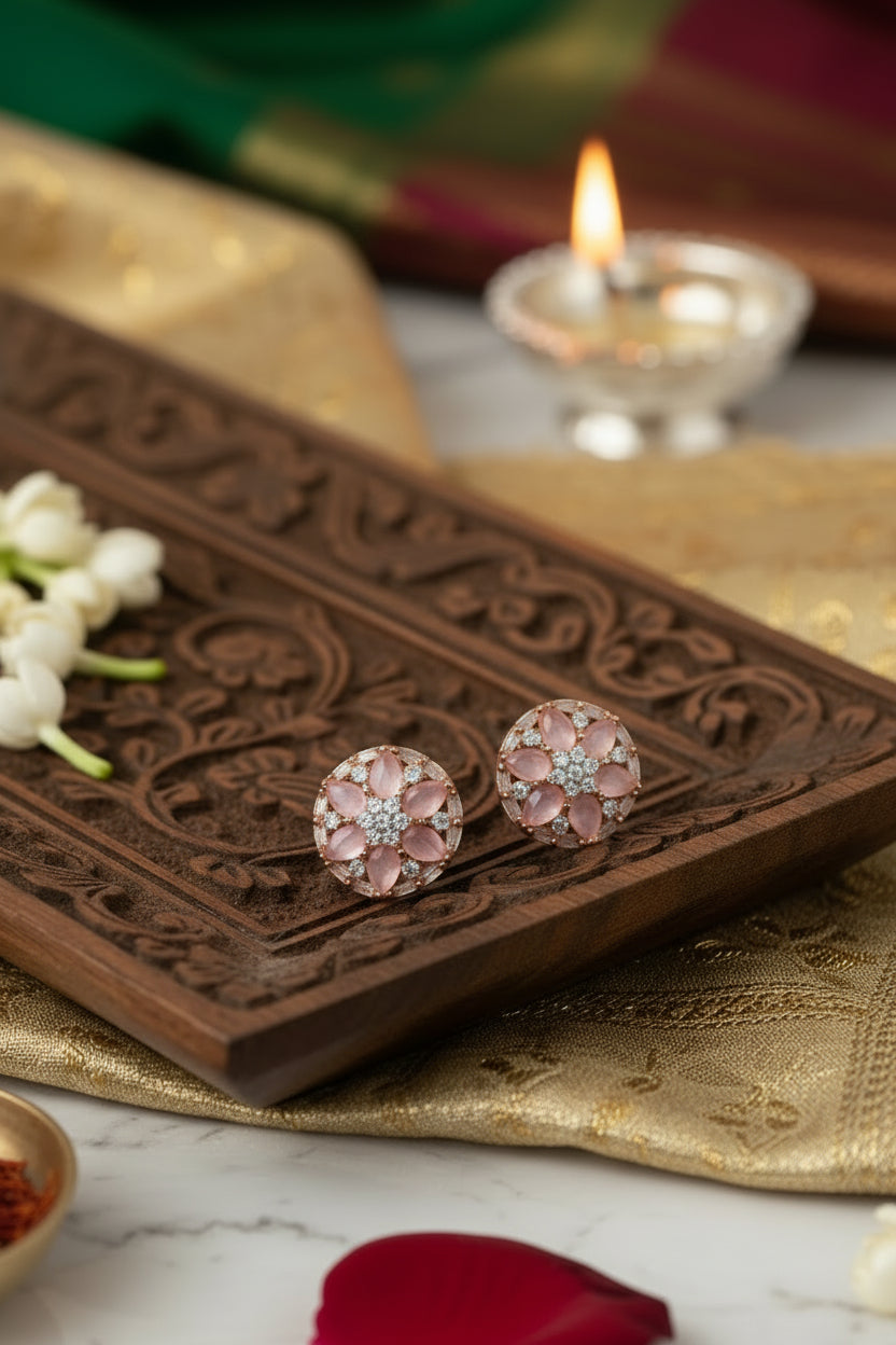 American Diamond Baby Pink Studs