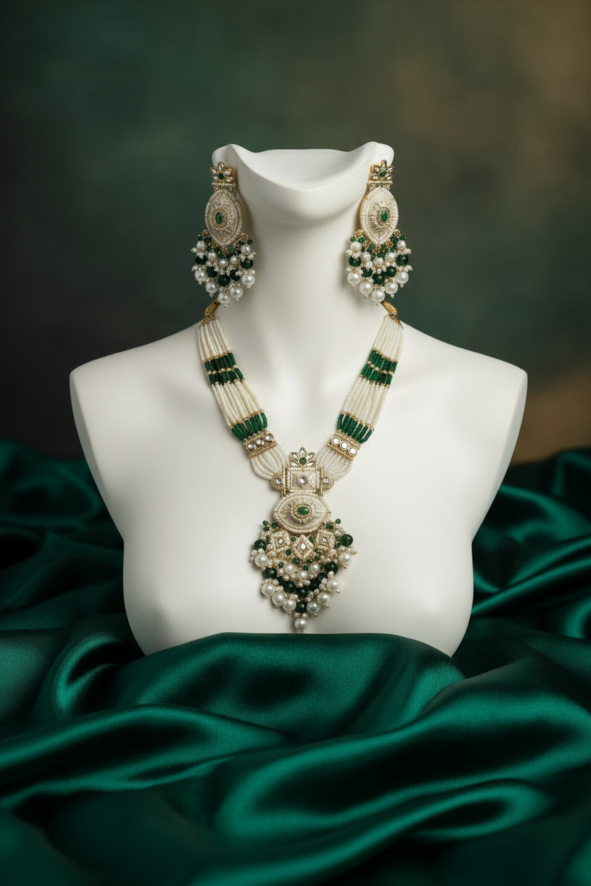 Rajwadi Moti Beaded Choker Necklace Set