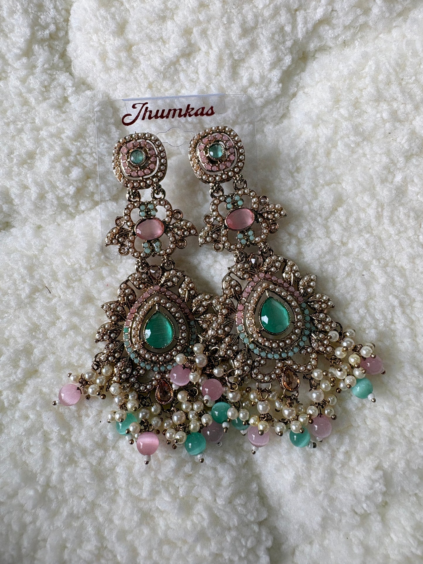 Multi Colour Kundan Ad Statement Earrings