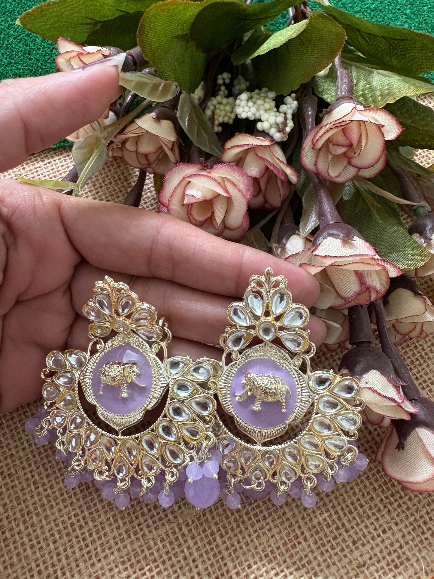 Light Blue Kundan Earrings