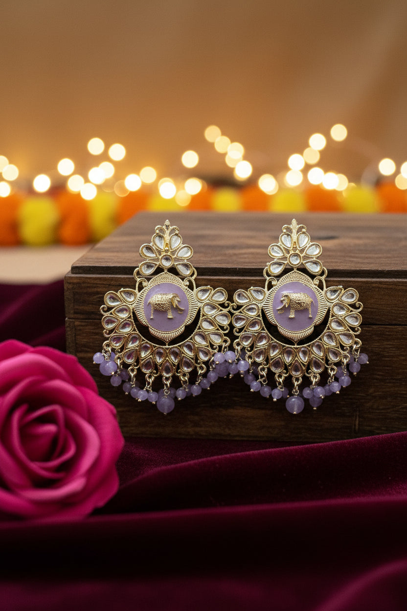 Light Blue Kundan Earrings