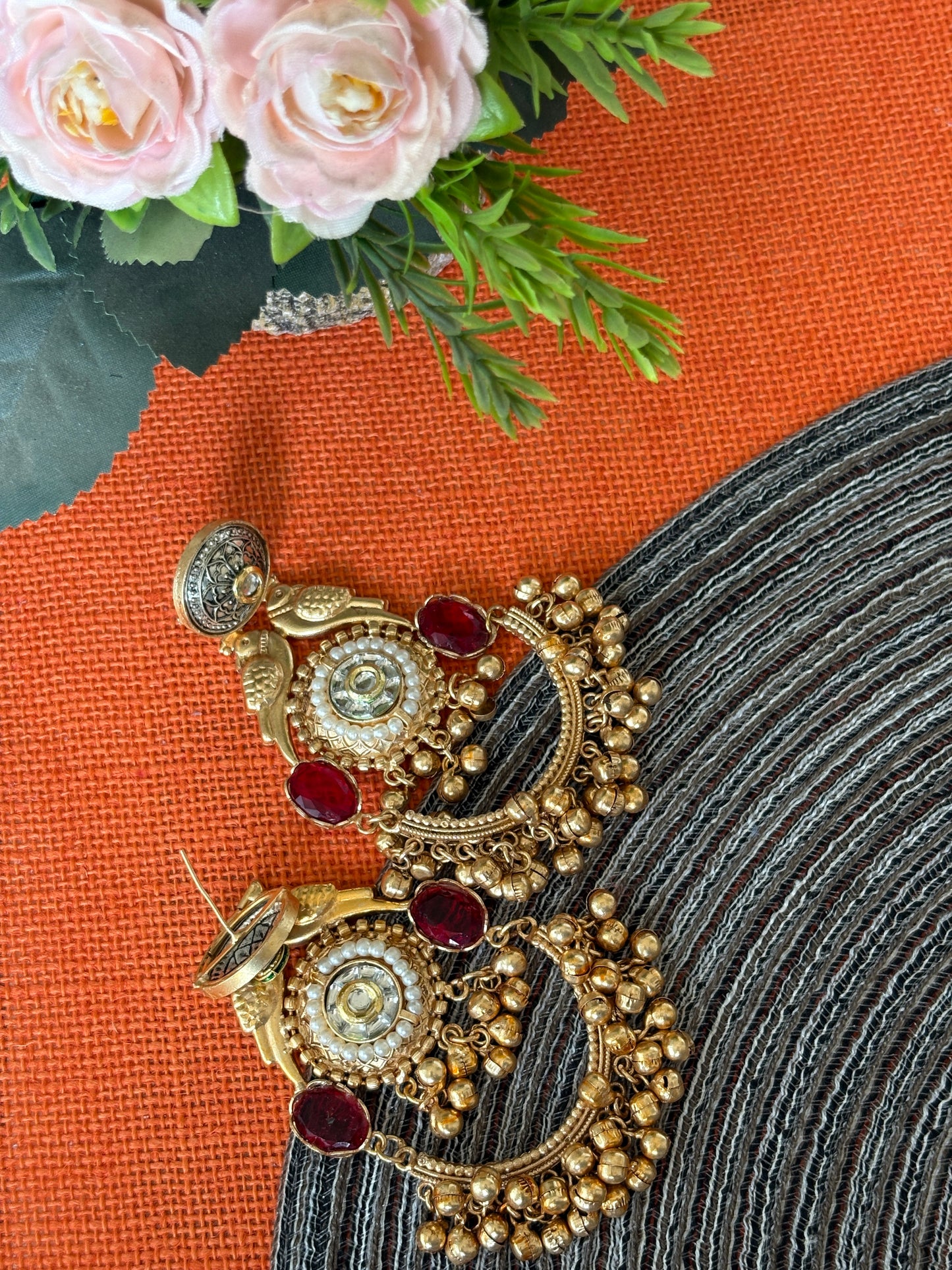 Red Golden Replica Chandbali