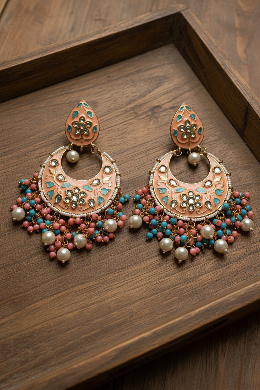 Peach Colour Chandbalis