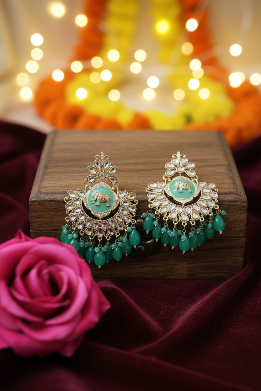 Light Green Kundan Earrings