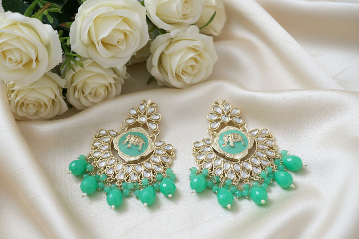 Light Green Kundan Earrings