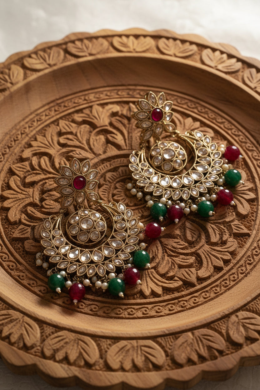 Multi Colour Premium Kundan Earrings