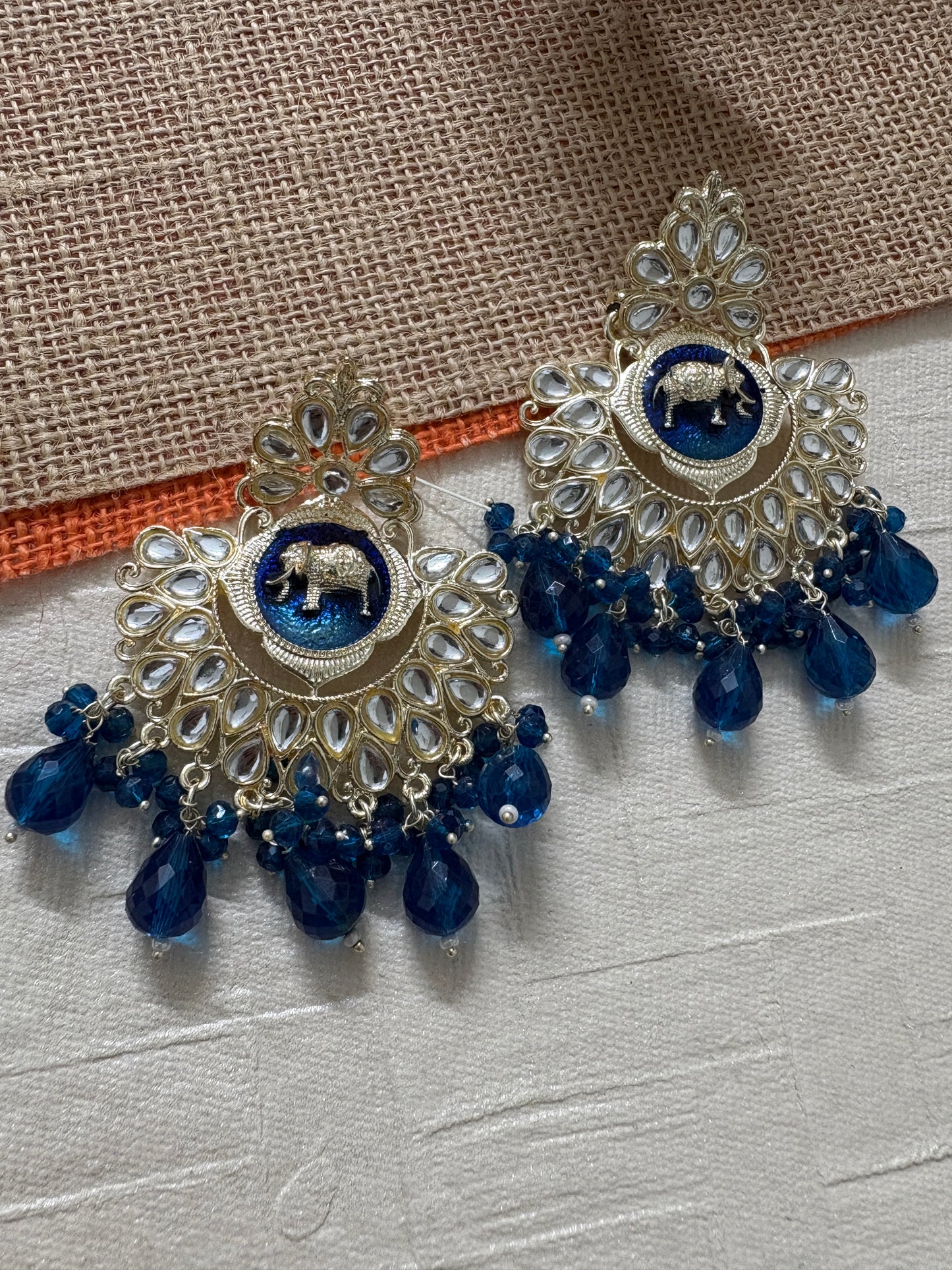 Blue Kundan Earrings