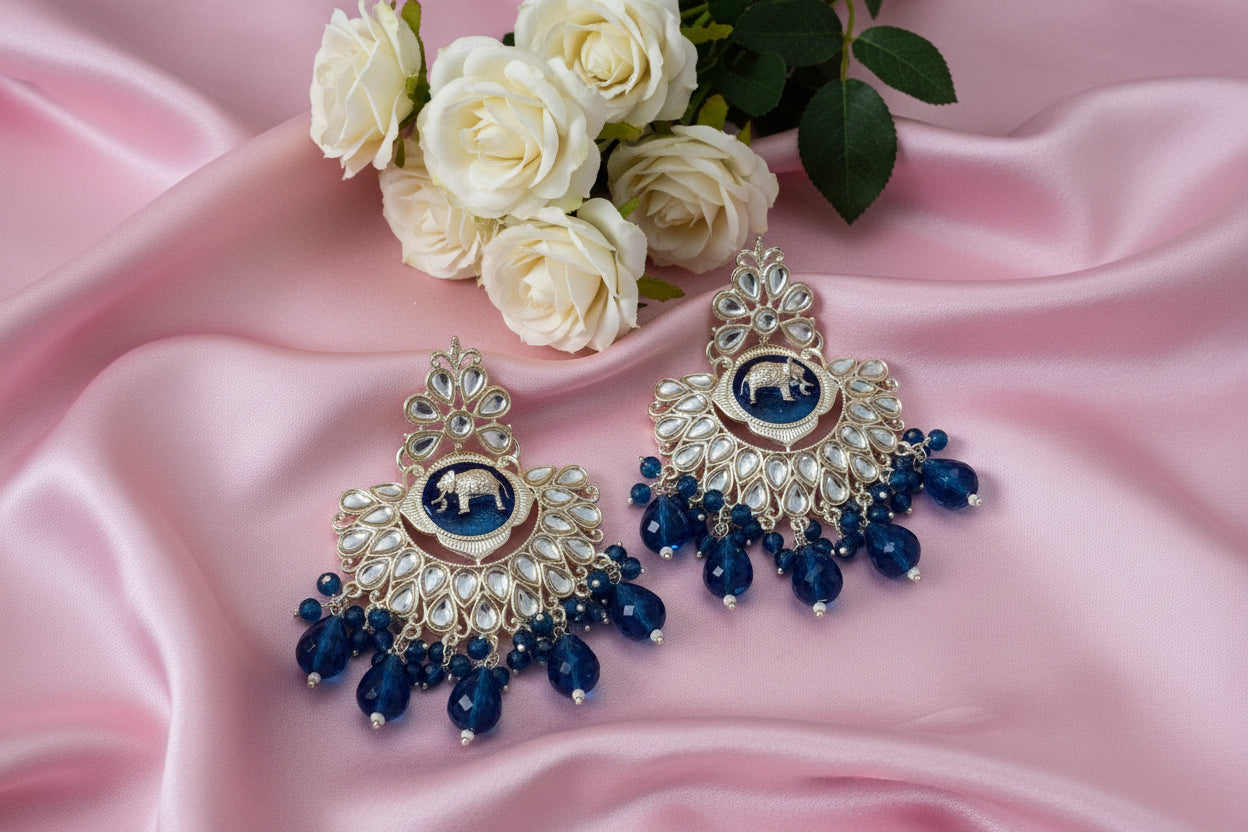 Blue Kundan Earrings