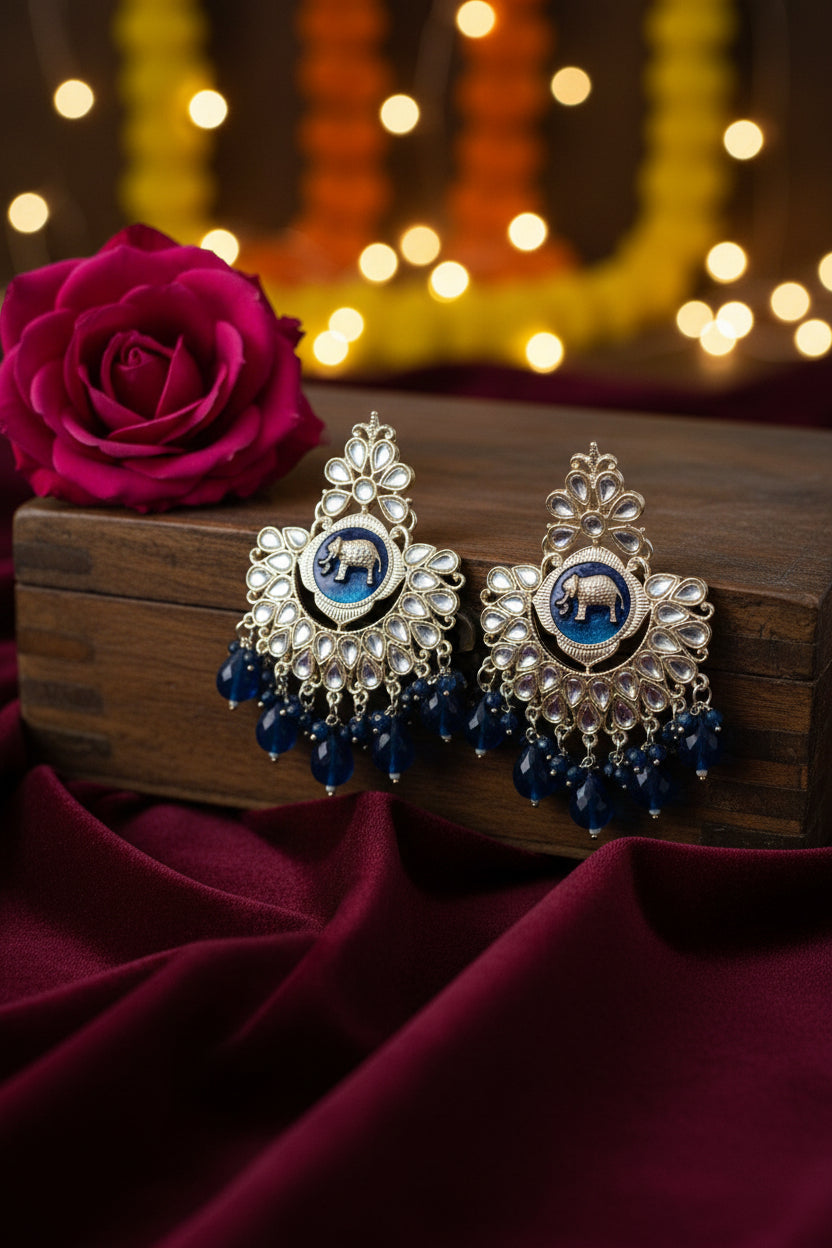 Blue Kundan Earrings
