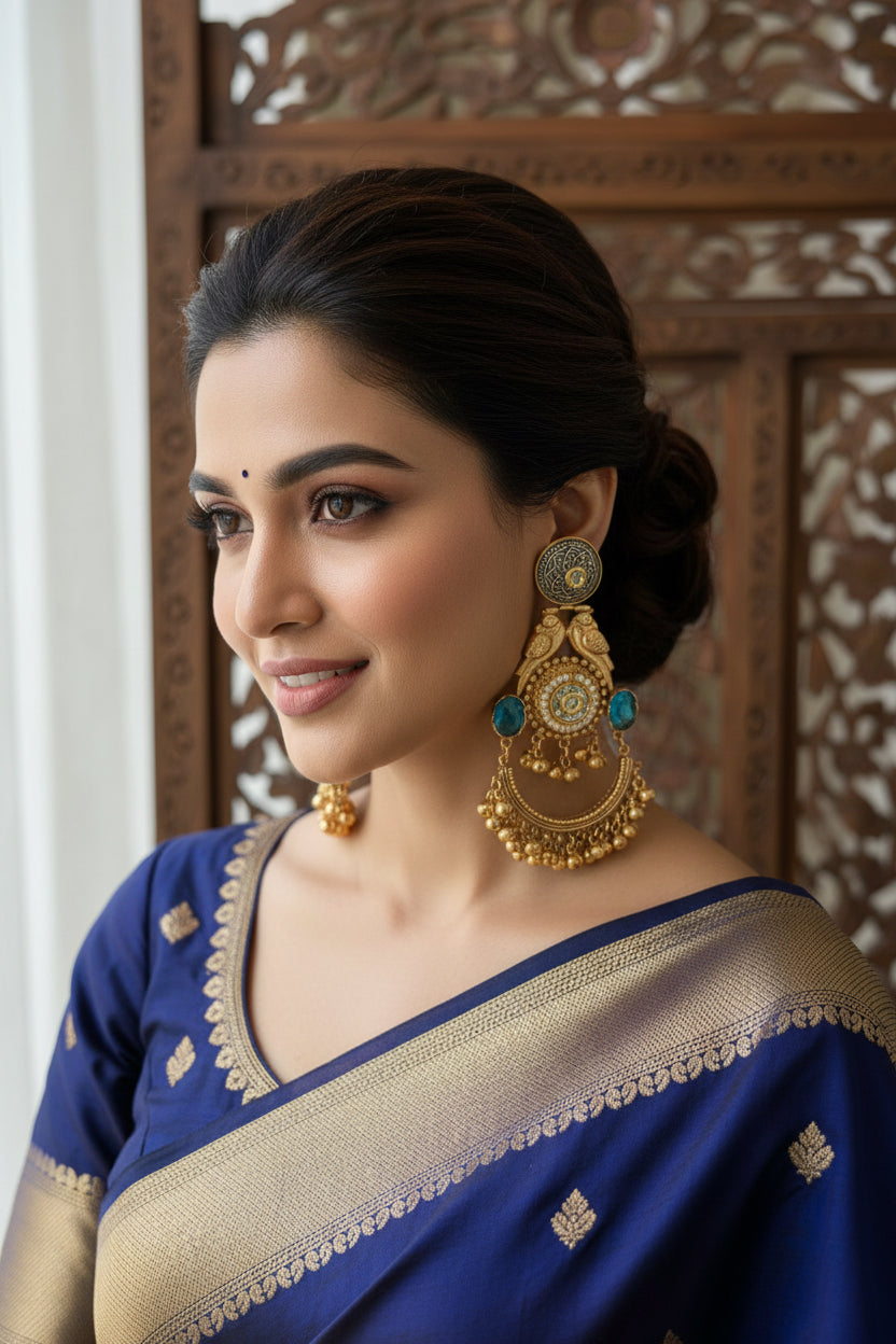 Light Blue Golden Replica Chandbalis