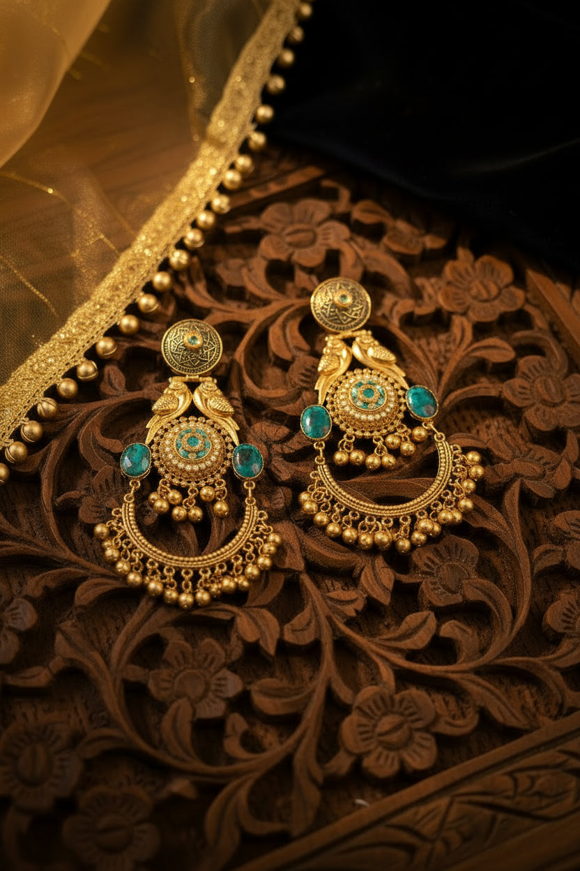 Light Blue Golden Replica Chandbalis