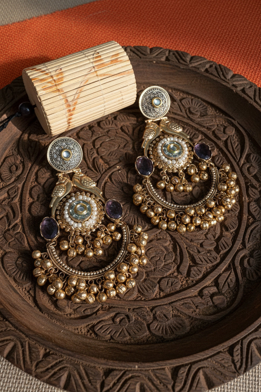 Purple Golden Replica Chandbali