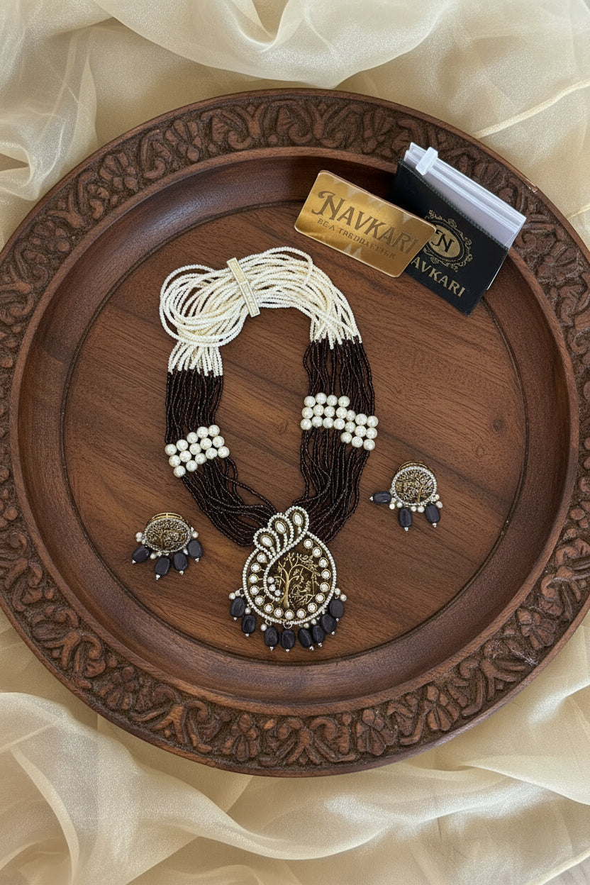 Long Purple Kundan Necklace