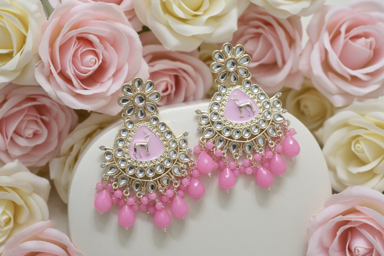 Baby Pink Kundan Earrings