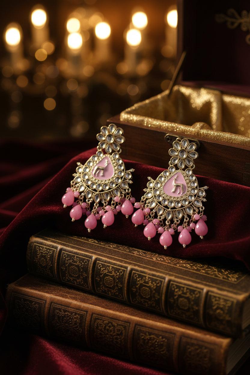 Baby Pink Kundan Earrings