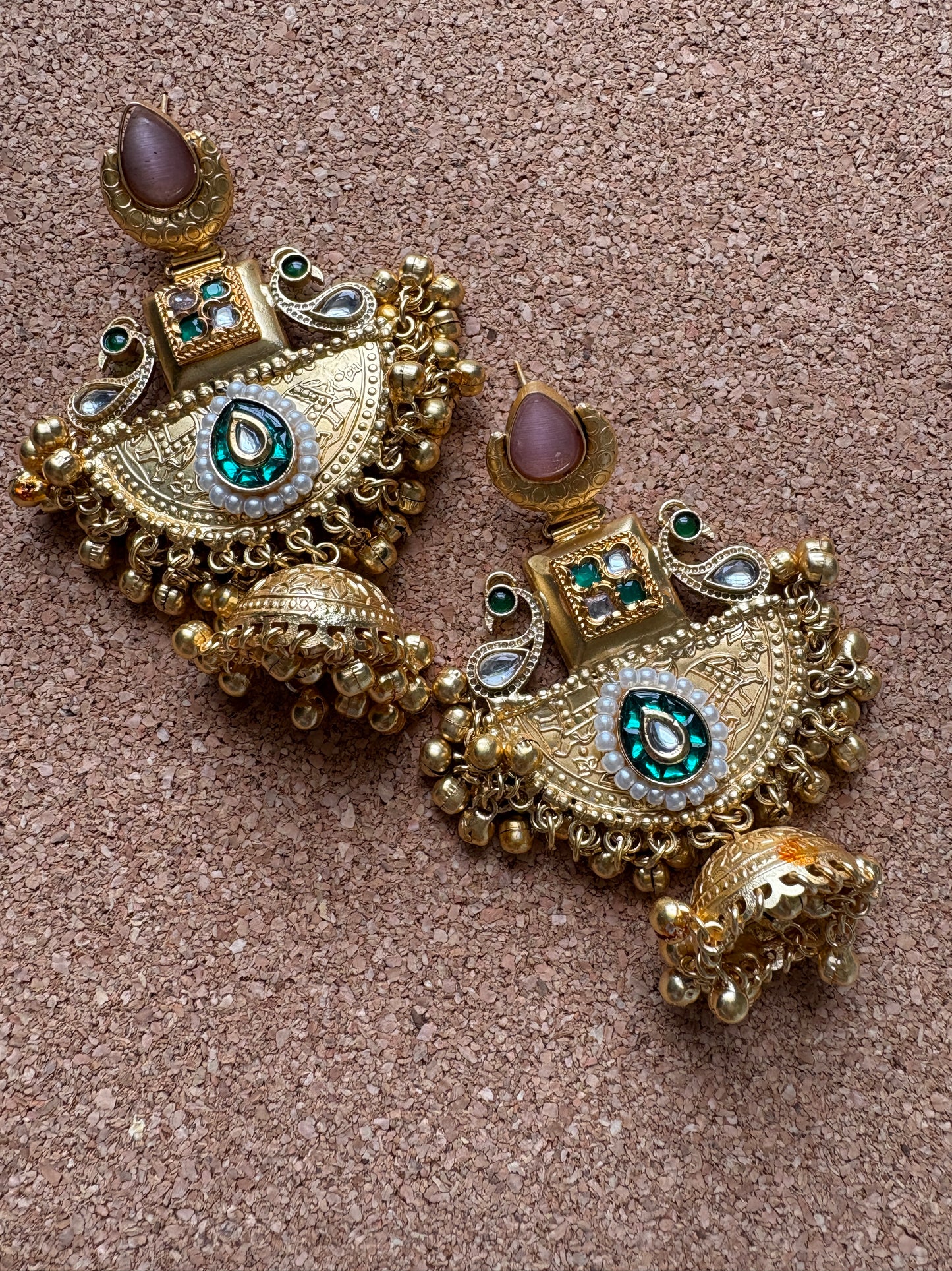 Golden Replica Brass Jhumki Earrings