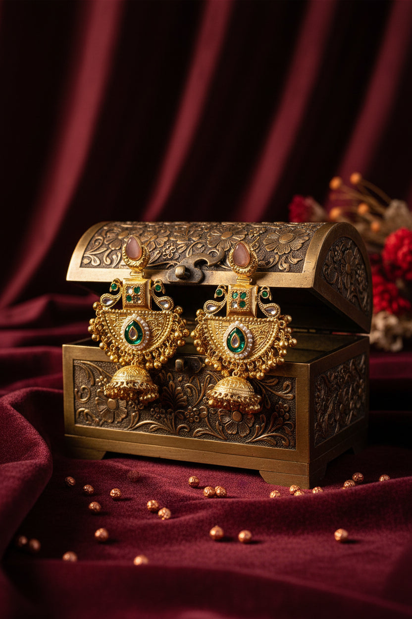 Golden Replica Brass Jhumki Earrings