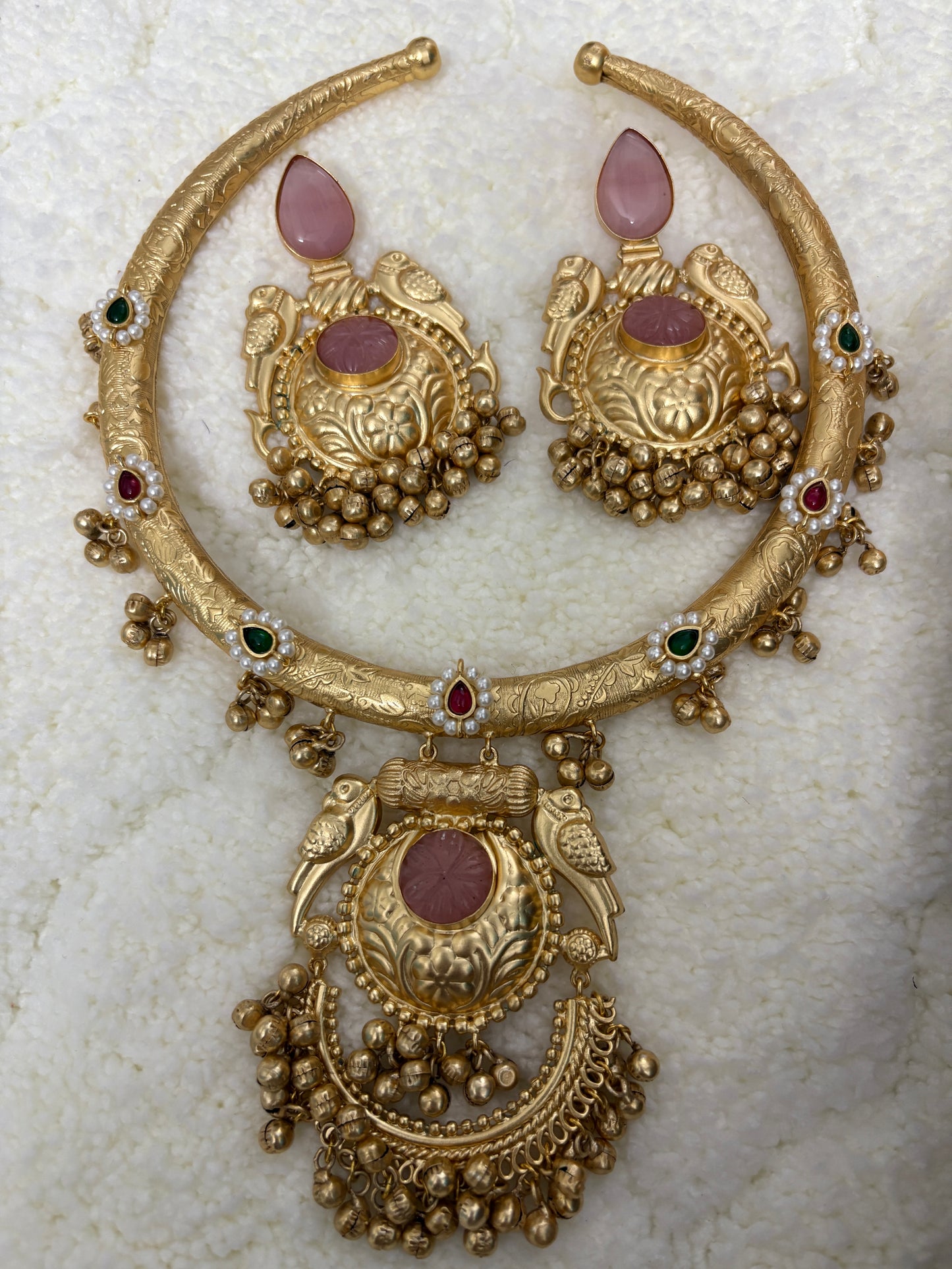 Peach Hasali Necklace Set