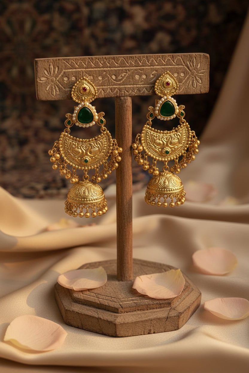 Golden Replica Black Brass Jhumkis
