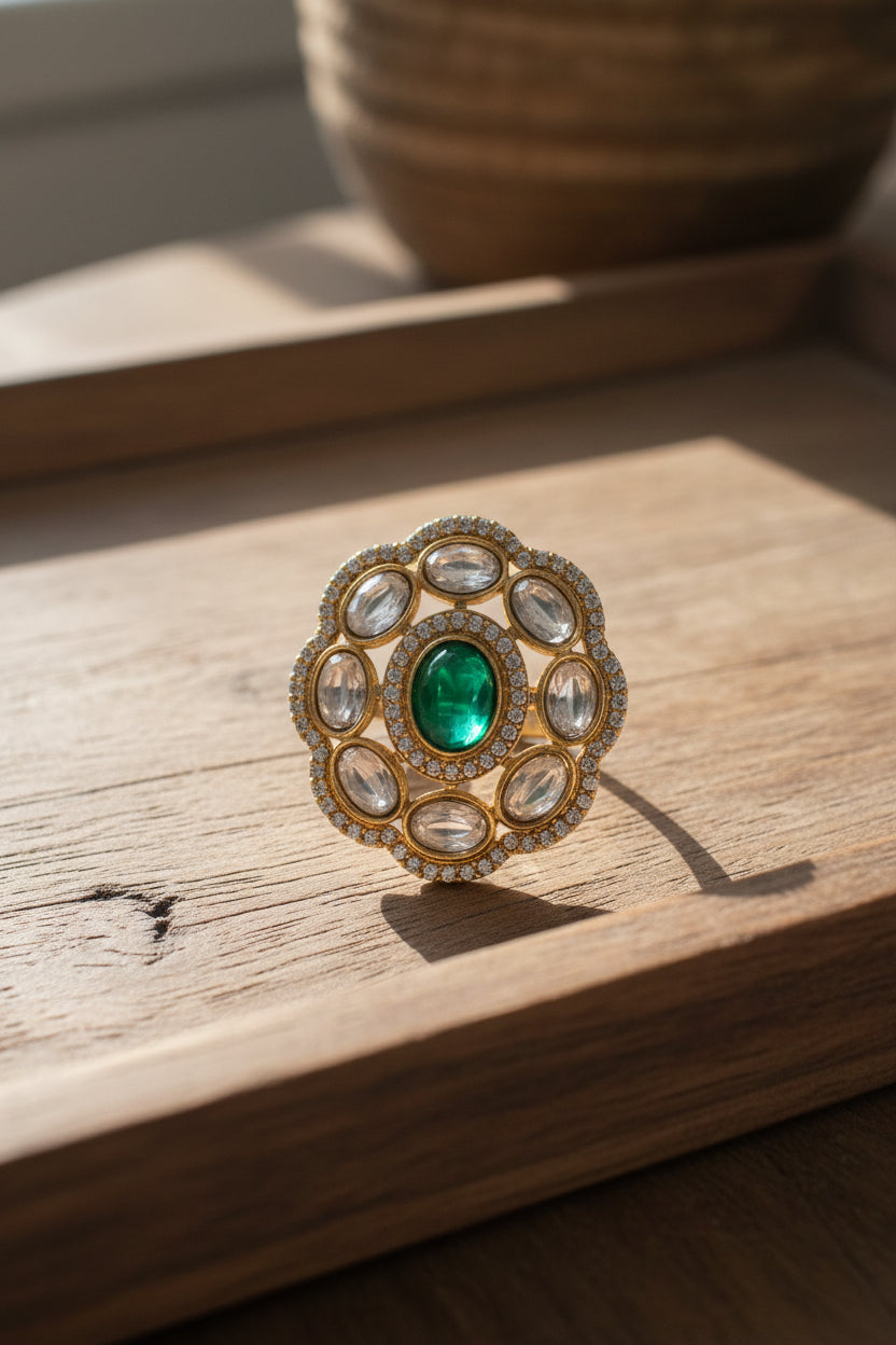 Green American Diamond Ring