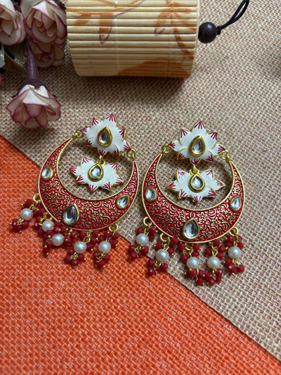 Red Colour Brass Chandbalis