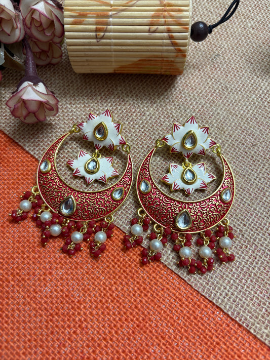 Red Colour Brass Chandbalis