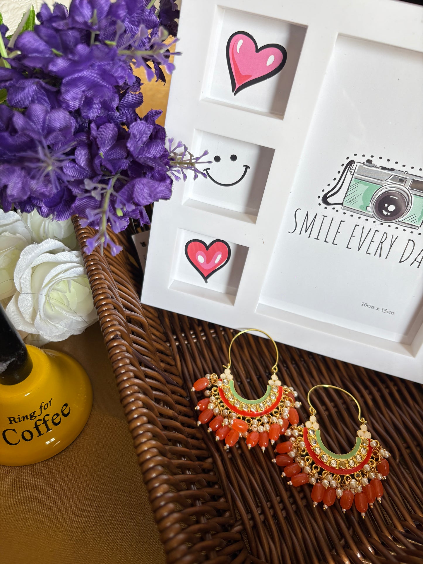 Orange Colour Brass Chandbalis