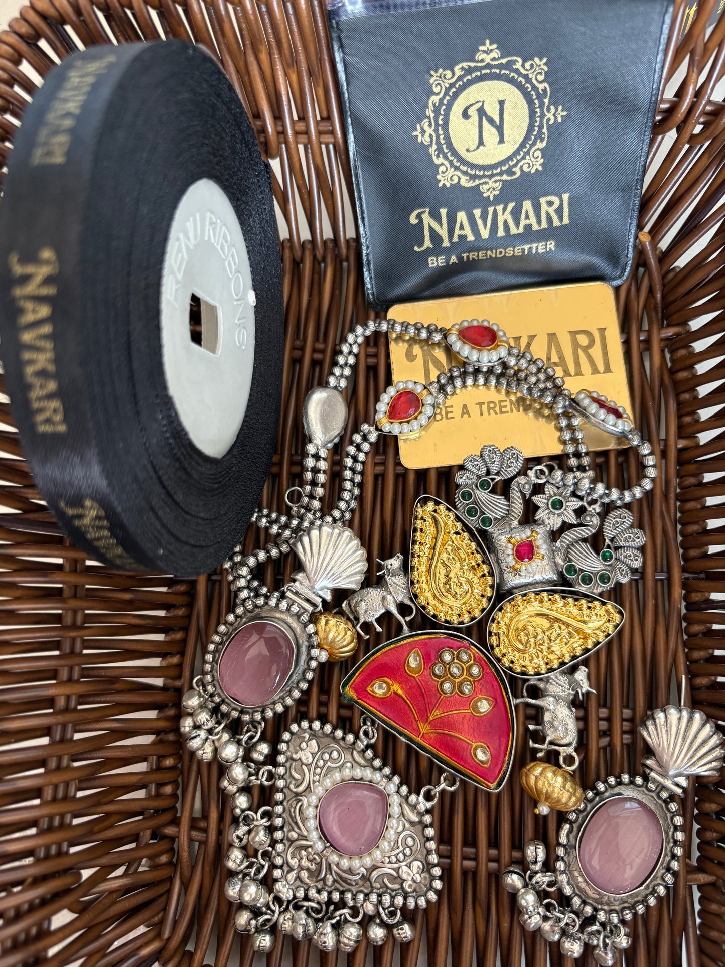 Peach Kundan Long Necklace