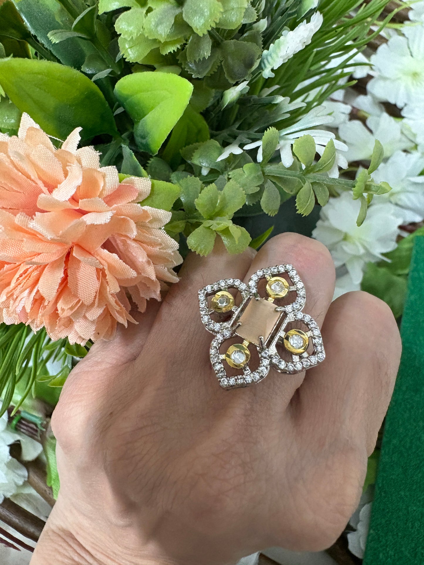 Peach American Diamond Ring