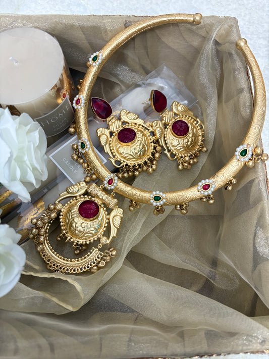 Red Brass Hasali Necklace Set